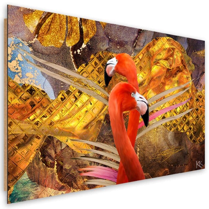 Obraz Deco Panel, Flamingi na tle ze złota img_1