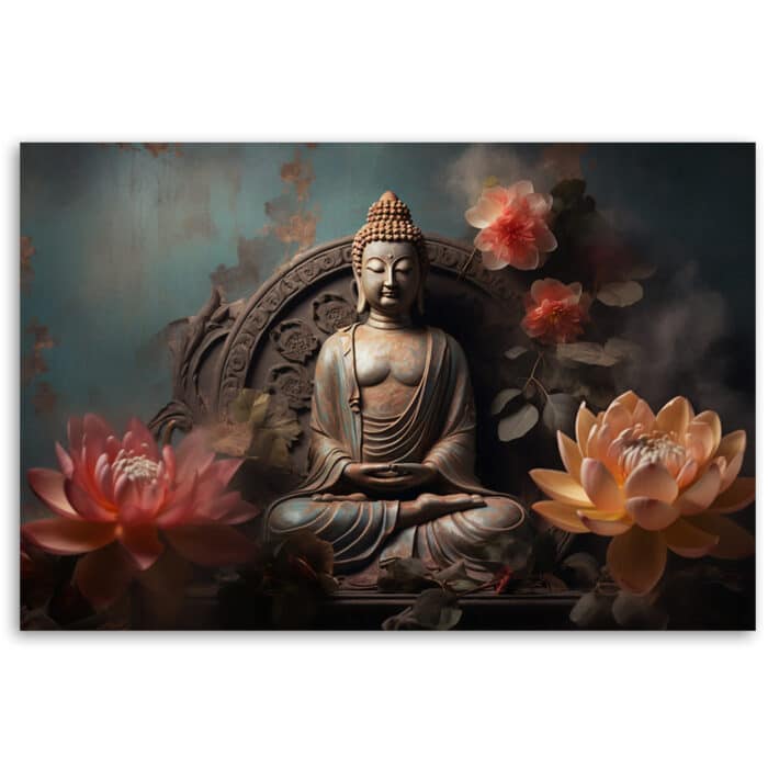 Obraz na płótnie, Budda Kwiaty Zen img_3