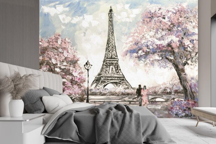 Fototapeta, Paryż Wieża Eiffla jak malowany różowy img_2