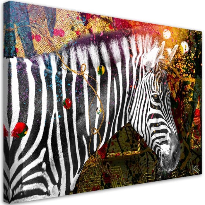 Obraz na płótnie, Zebra na kolorowym tle img_1