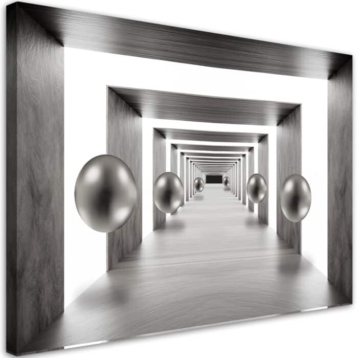 Obraz na płótnie, Tunel srebrne kule 3D img_1