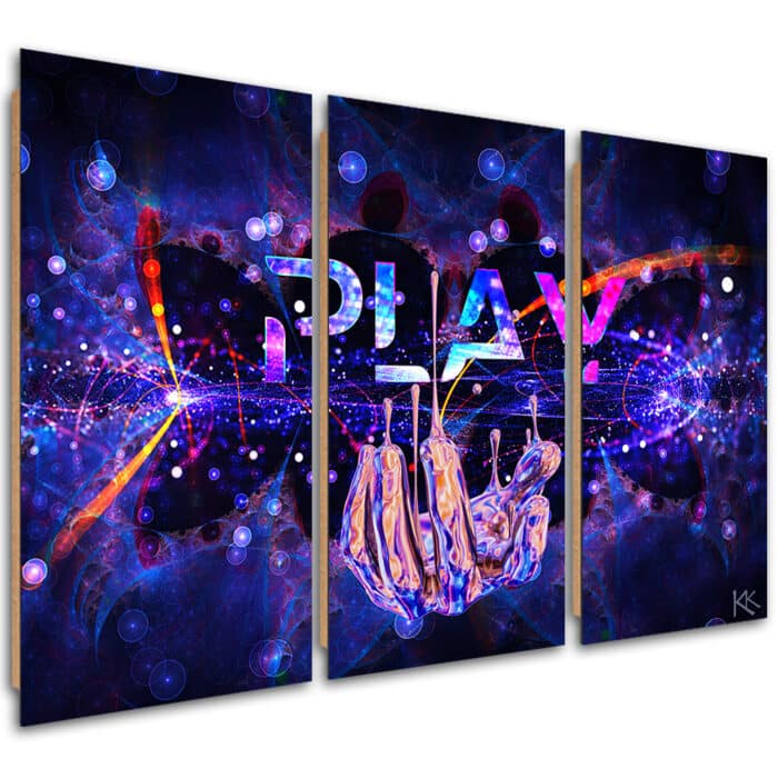 Obraz trzyczęściowy Deco Panel, Neon z napisem Play img_1