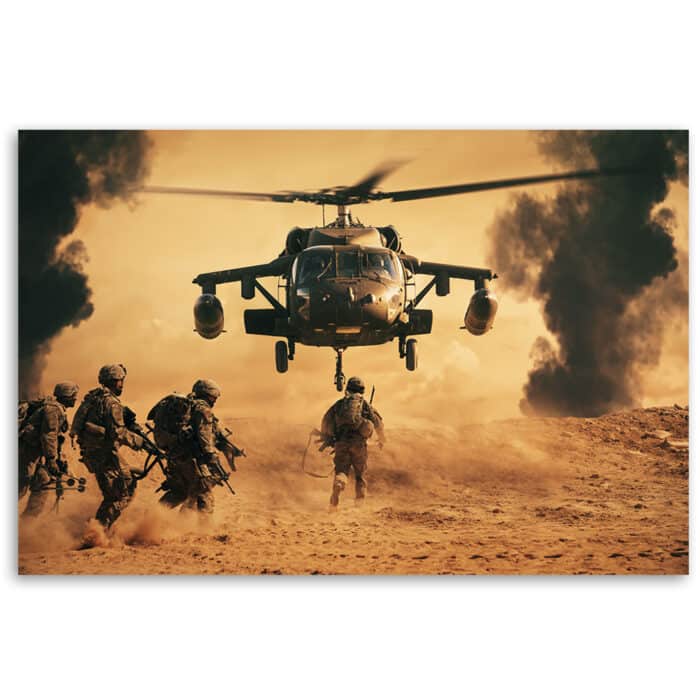 Obraz na płótnie, Helikopter i żołnierze na misji img_3
