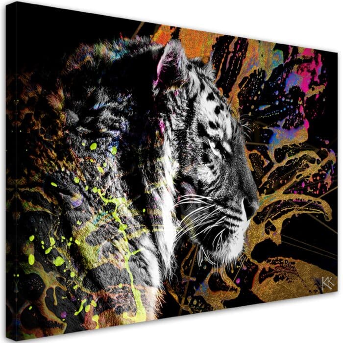 Obraz na płótnie, Tygrys na kolorowym tle img_1