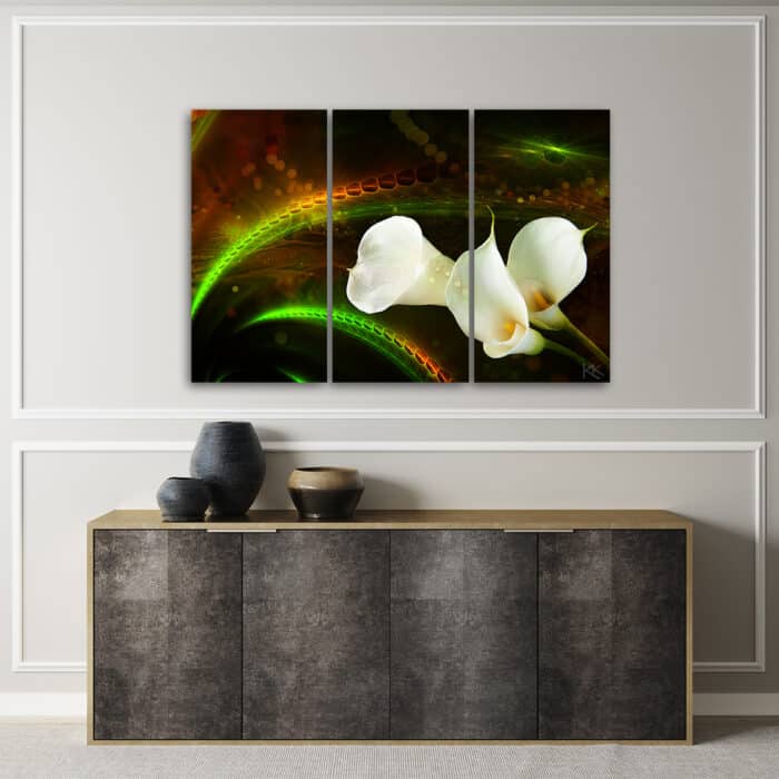 Obraz trzyczęściowy Deco Panel, White flower on brown background img_2