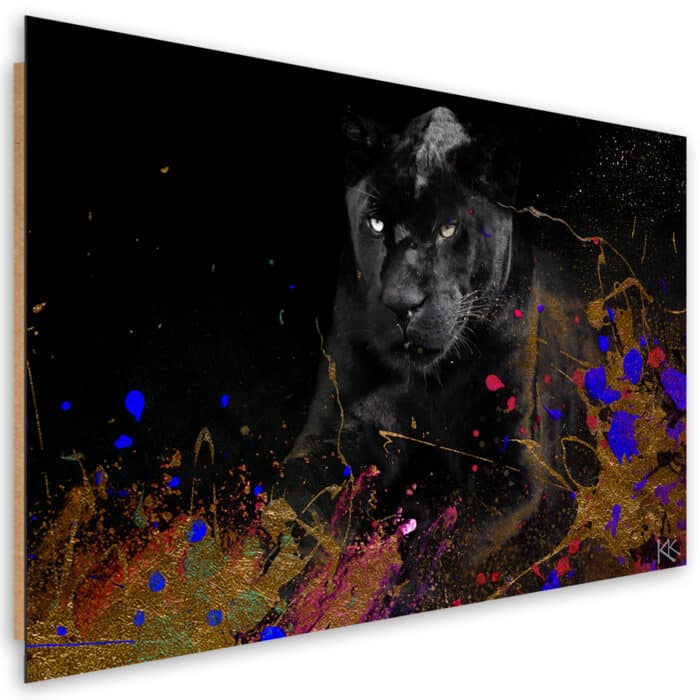 Obraz Deco Panel, Czarna pantera na kolorowym tle img_1