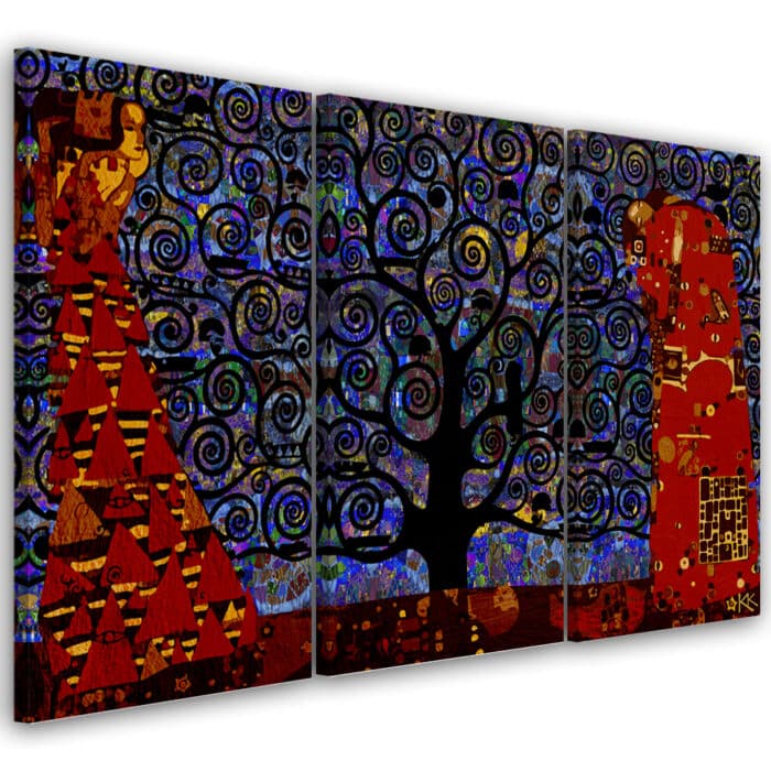 Obraz trzyczęściowy na płótnie, Niebieskie drzewo życia abstrakcja img_1