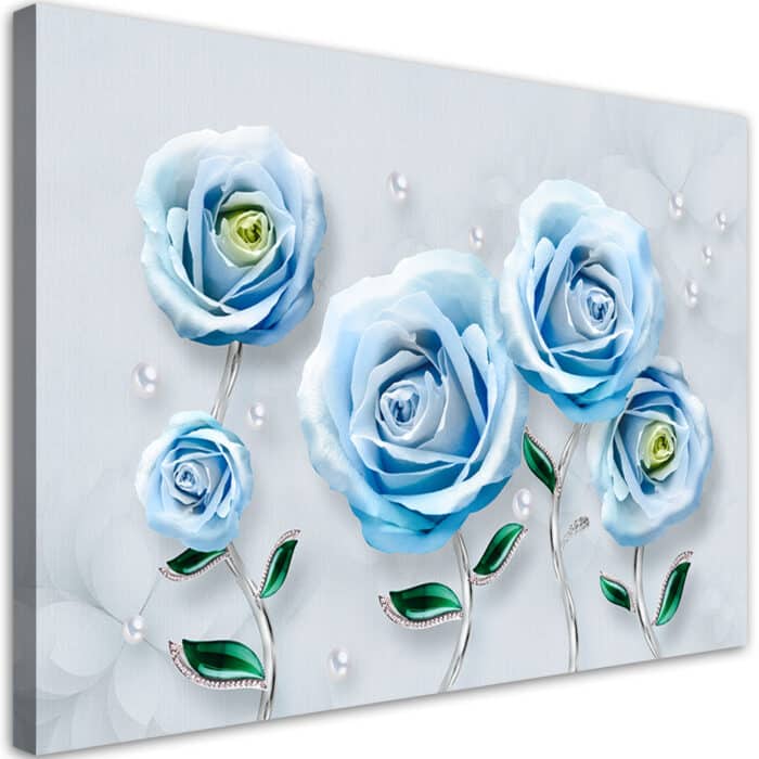 Obraz na płótnie, Niebieskie róże 3D img_1