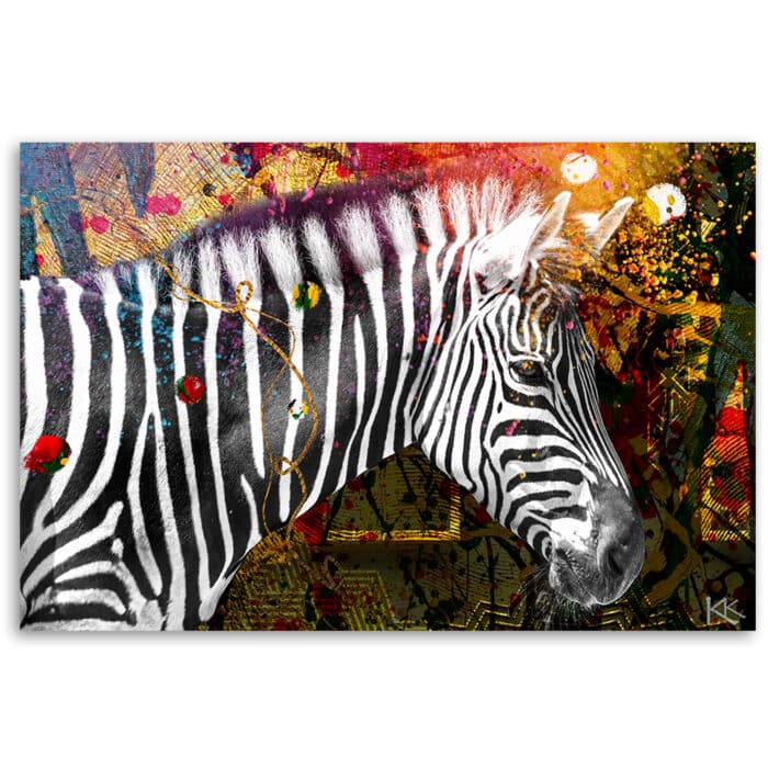 Obraz na płótnie, Zebra na kolorowym tle img_3
