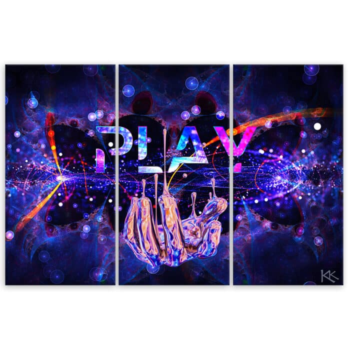 Obraz 3 częściowy na płótnie, Neon z napisem Play img_3