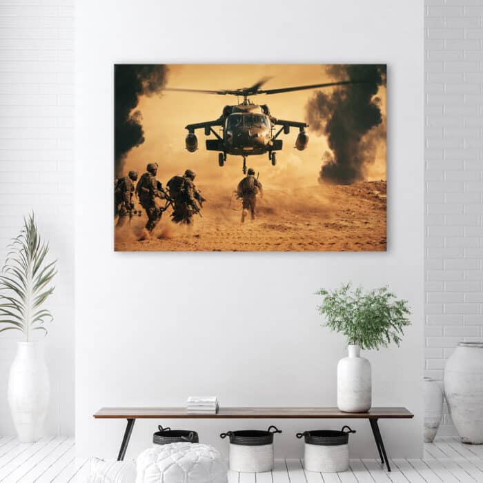 Obraz Deco Panel, Helikopter i żołnierze na misji img_2