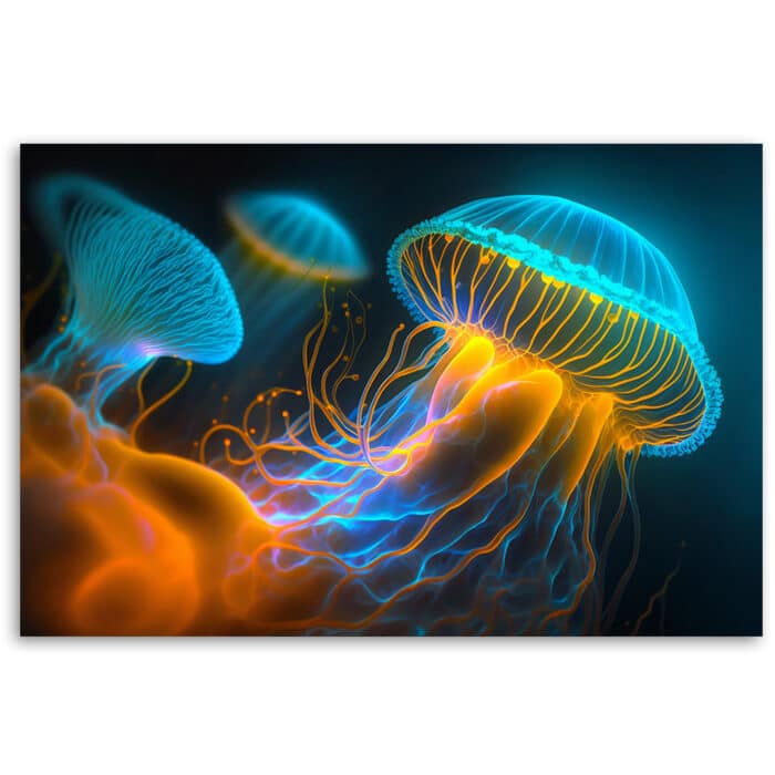 Obraz deco panel, Meduzy pod wodą Neon img_3