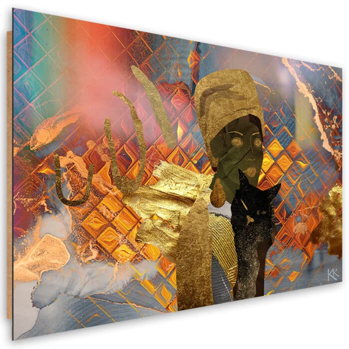 Obraz Deco Panel, Afrykańska kobieta i czarny kot img_1