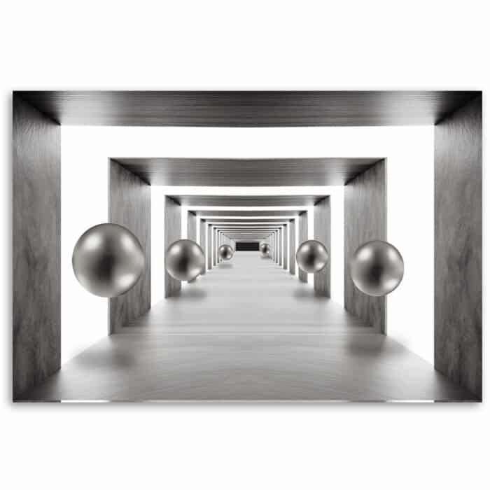 Obraz na płótnie, Tunel srebrne kule 3D img_3