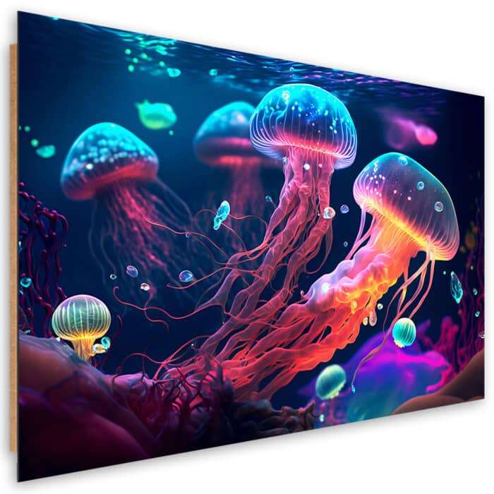 Obraz deco panel, Neonowe meduzy morskie img_1