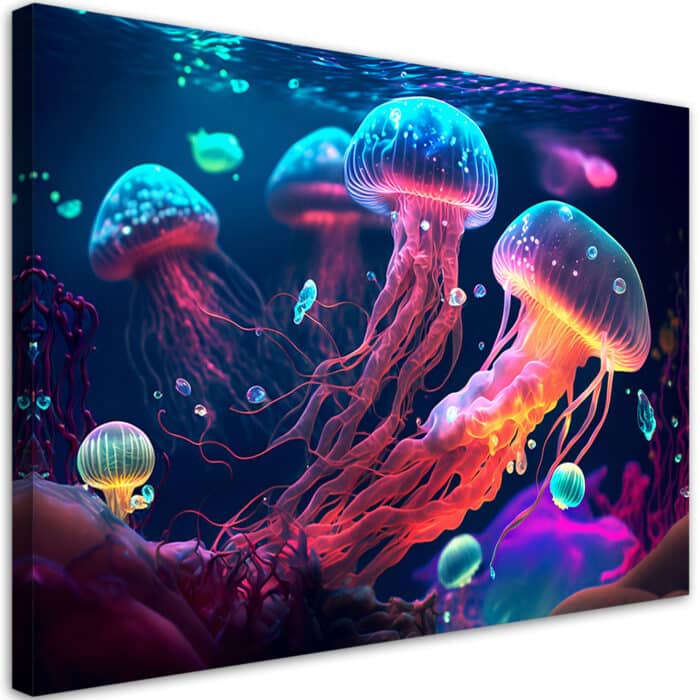 Obraz na płótnie, Neonowe meduzy morskie img_1