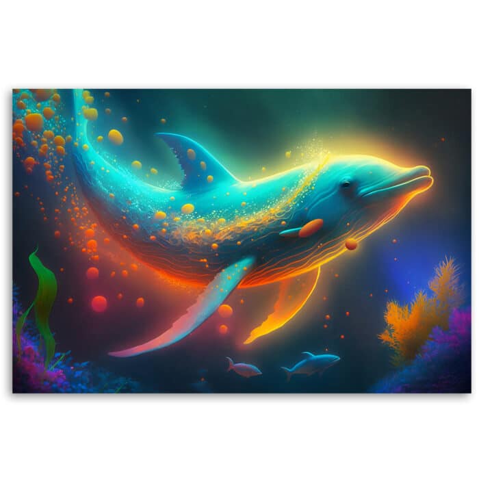 Obraz deco panel, Wieloryb neon abstrakcja img_3