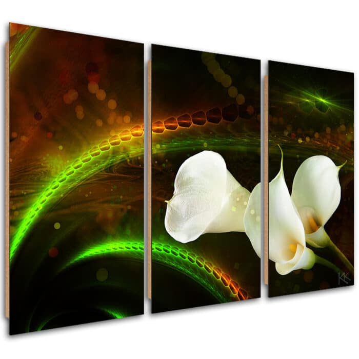 Obraz trzyczęściowy Deco Panel, White flower on brown background img_1
