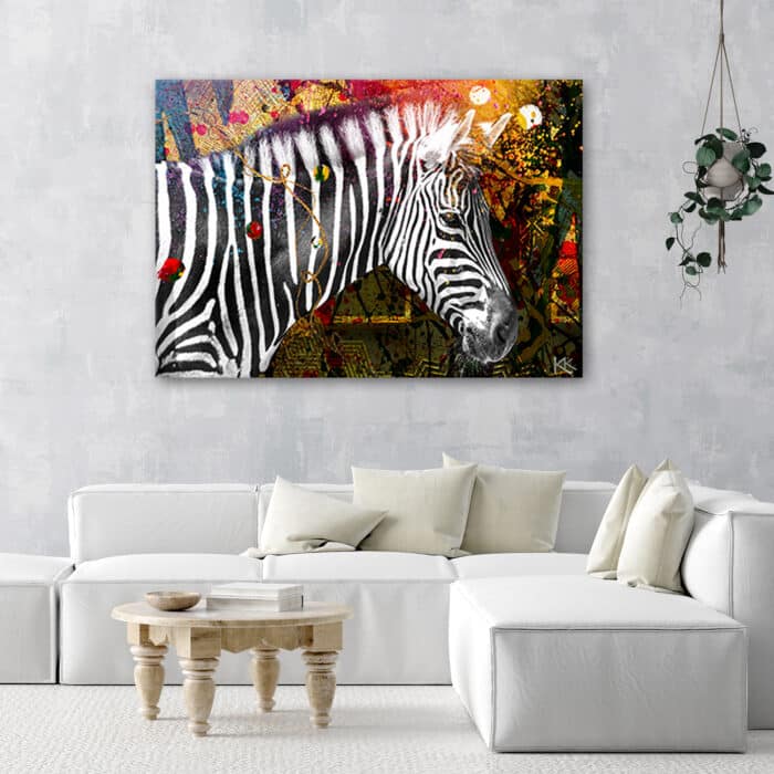 Obraz na płótnie, Zebra na kolorowym tle img_2