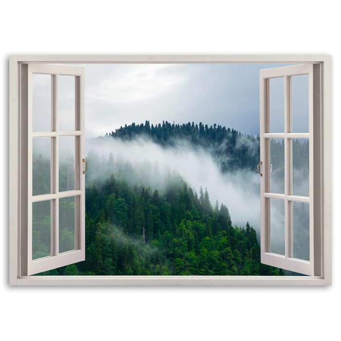Obraz Deco Panel, Las we mgle widok z okna img_3