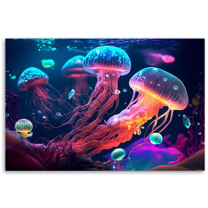 Obraz na płótnie, Neonowe meduzy morskie img_3