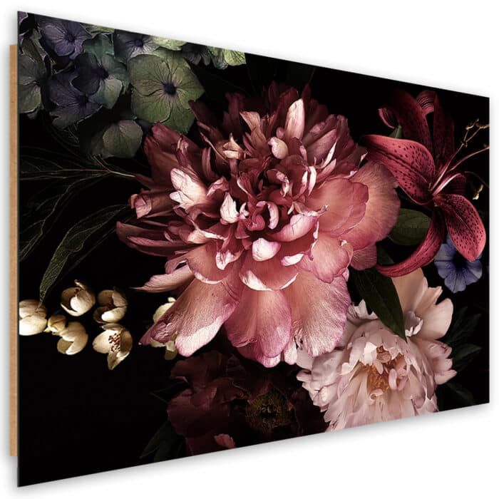Obraz Deco Panel, Bukiet kwiatów na ciemnym tle img_1