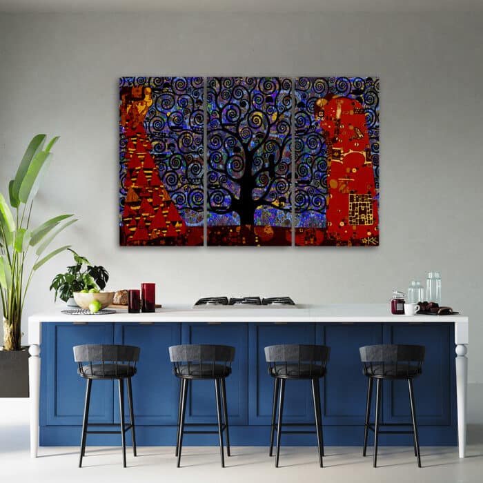 Obraz trzyczęściowy Deco Panel, Niebieskie drzewo życia abstrakcja img_2