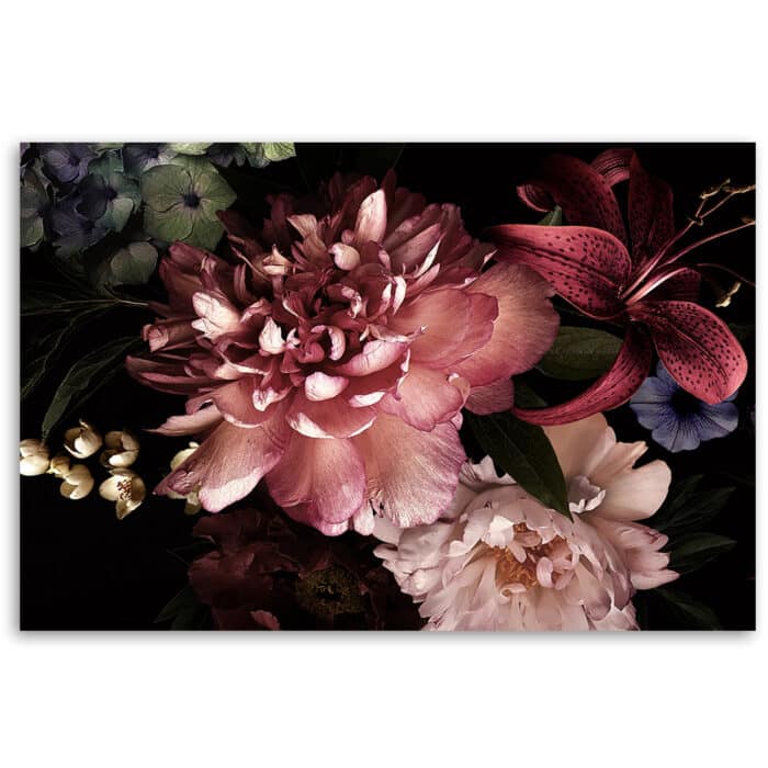 Obraz Deco Panel, Bukiet kwiatów na ciemnym tle img_3